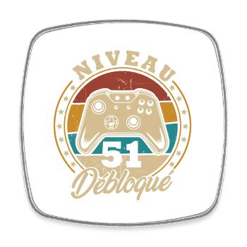 Niveau 51 débloque - Magnet carré - blanc - Devant