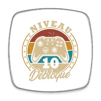 Niveau 10 débloque - Magnet carré - blanc - Devant