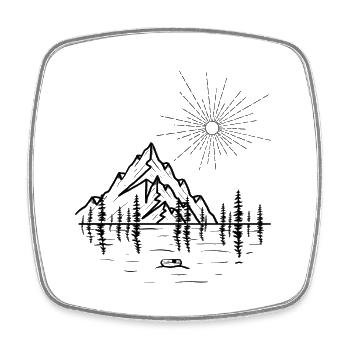 Eine Landschaft mit Bergen am See - Viereckiger Kühlschrankmagnet - Weiß - Vorne