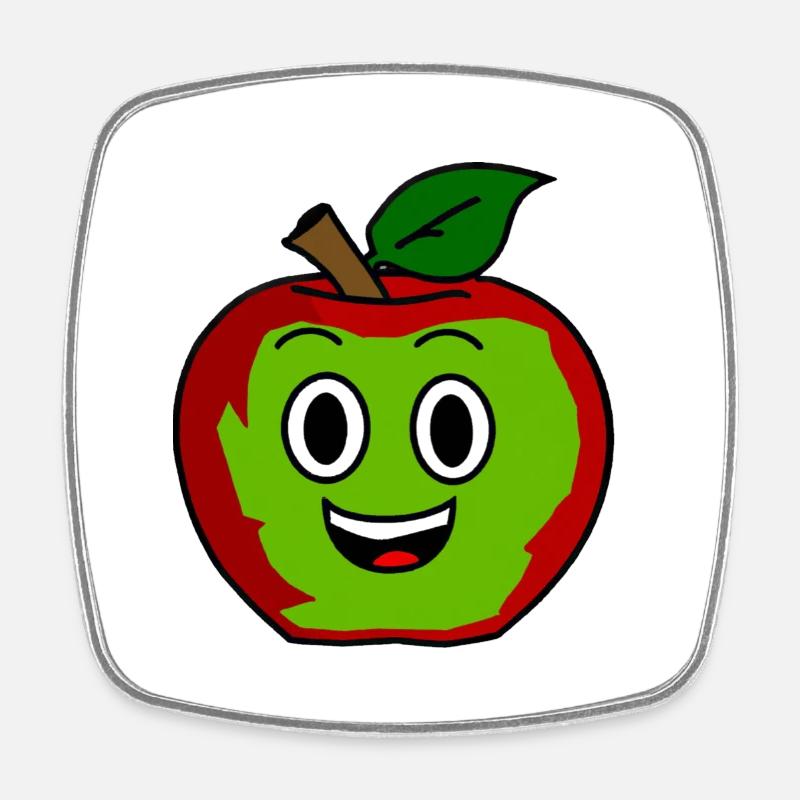 Funny Apfel - Viereckiger Kühlschrankmagnet - Weiß