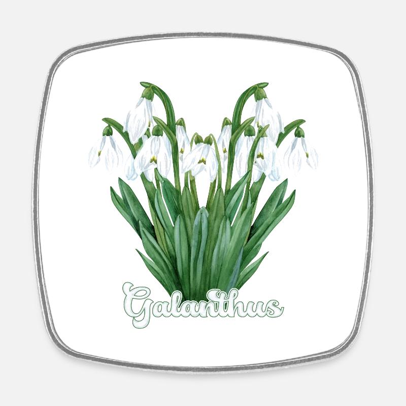 Perce-neige Galanthus - Magnet carré - blanc