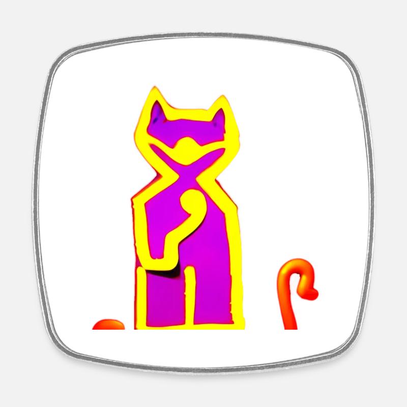 Chat néon violet - Magnet carré - blanc
