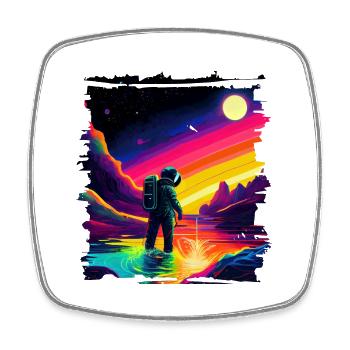 Outer Space Art Aquarell tropfender Raumfahrer - Viereckiger Kühlschrankmagnet - Weiß - Vorne