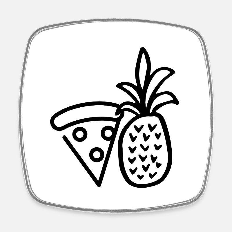 Pizza and Pineapple Pizza Hawaii - Square fridge magnet - white