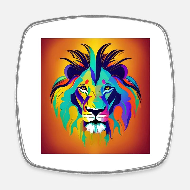 Lion Head Pop Art - Square fridge magnet - white