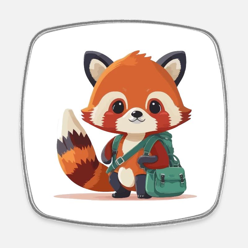 little red panda - Square fridge magnet - white