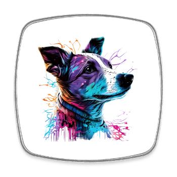 Hund Jack russell terrier Synthwave - Viereckiger Kühlschrankmagnet - Weiß - Vorne