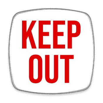 Keep out rouge - Magnet carré - blanc - Devant