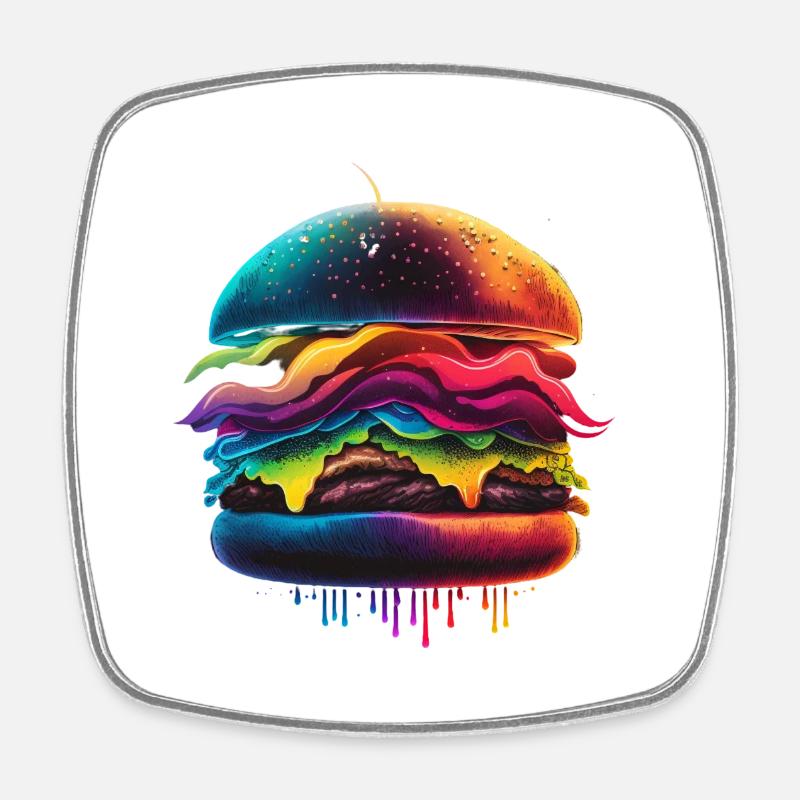 BURGER BACON CHEDDAR - Square fridge magnet - white