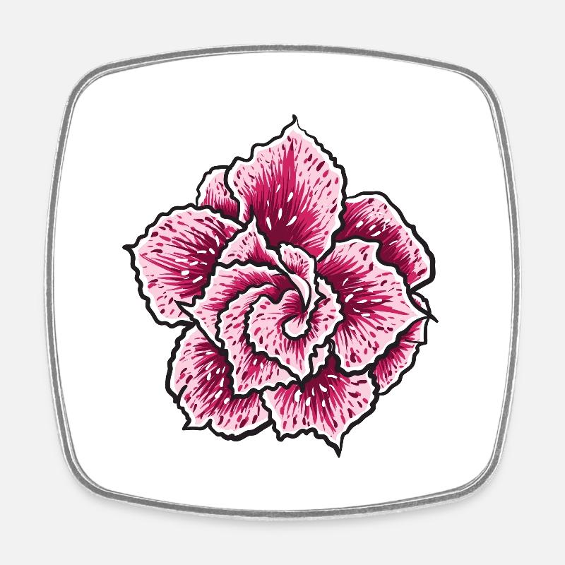 Fleur - Magnet carré - blanc