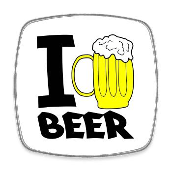 i love beer - Square fridge magnet - white - Front