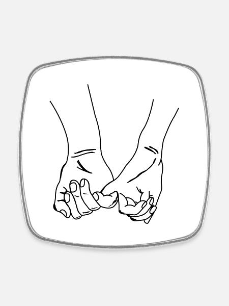 hands - Square fridge magnet - white