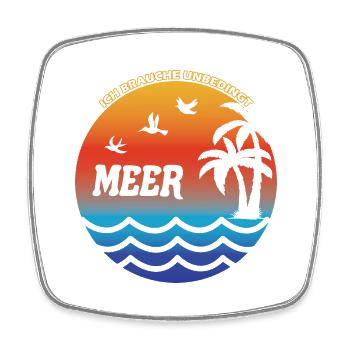 MEER Sonne Strand Urlaub - Viereckiger Kühlschrankmagnet - Weiß - Vorne