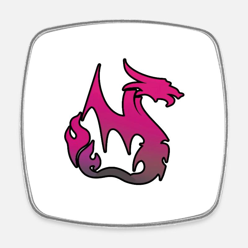 Pinker Drache - Viereckiger Kühlschrankmagnet - Weiß