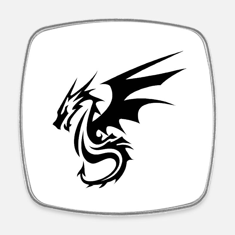Schwarzer Drache - Viereckiger Kühlschrankmagnet - Weiß
