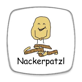 Nackerpatzl - geschälte Kartoffel - FKK Kartoffel - Viereckiger Kühlschrankmagnet - Weiß - Vorne