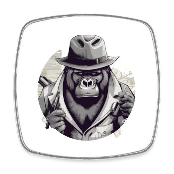 Der Gorilla - Viereckiger Kühlschrankmagnet - Weiß - Vorne