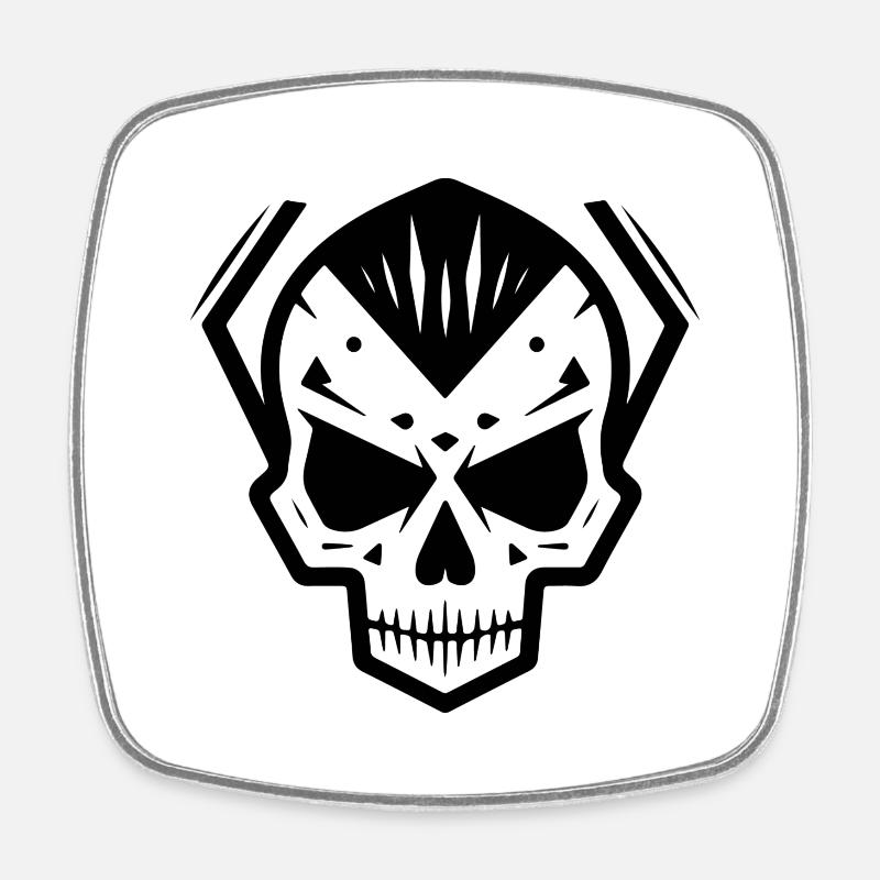 Skull Punk Art - Square fridge magnet - white