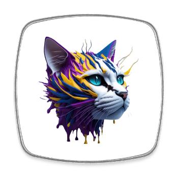 cat lovers, cat 3d ,tabby cat - Square fridge magnet - white - Front