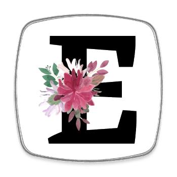 Floral Letter - Square fridge magnet - white - Front