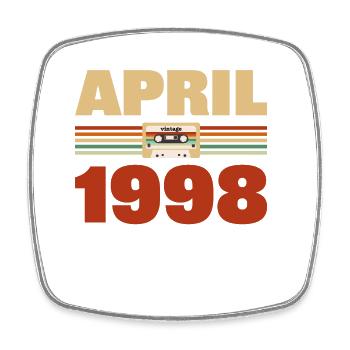25th birthday April Born in 1998 Gift idea - Square fridge magnet - white - Front