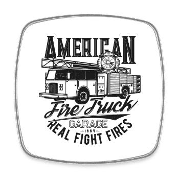 American Fire Truck a - Viereckiger Kühlschrankmagnet - Weiß - Vorne
