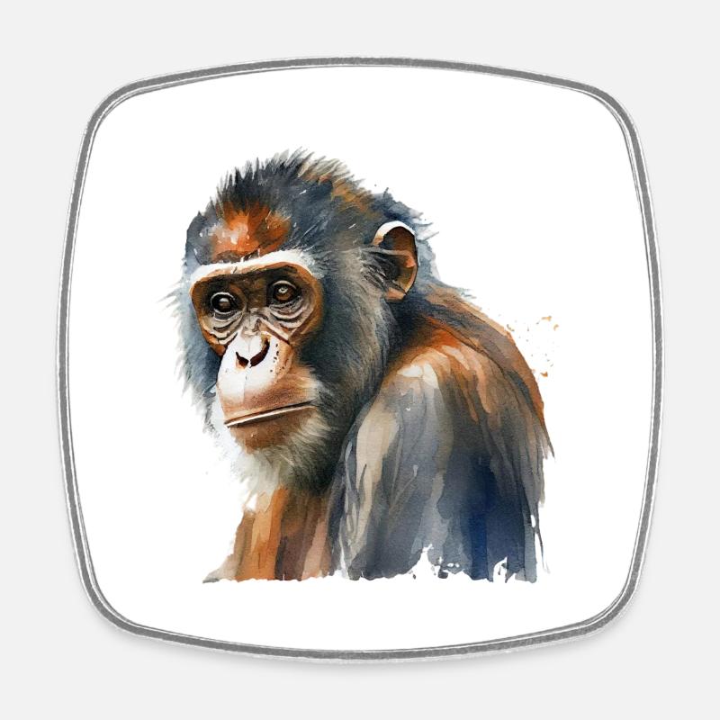 Singe - Magnet carré - blanc