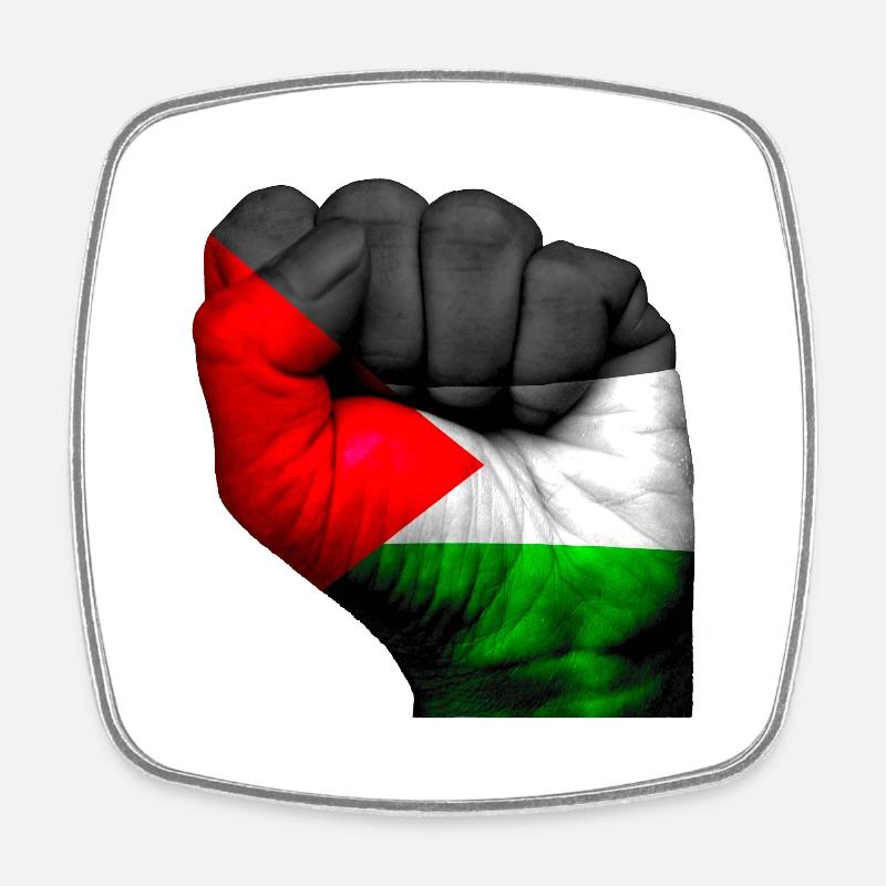 Fist Palestine - Square fridge magnet - white