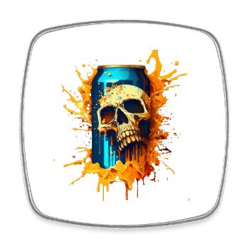 Canette de bière Skull - Magnet carré - blanc - Devant