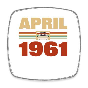 62e anniversaire Avril Né 1961 Idée cadeau - Magnet carré - blanc - Devant