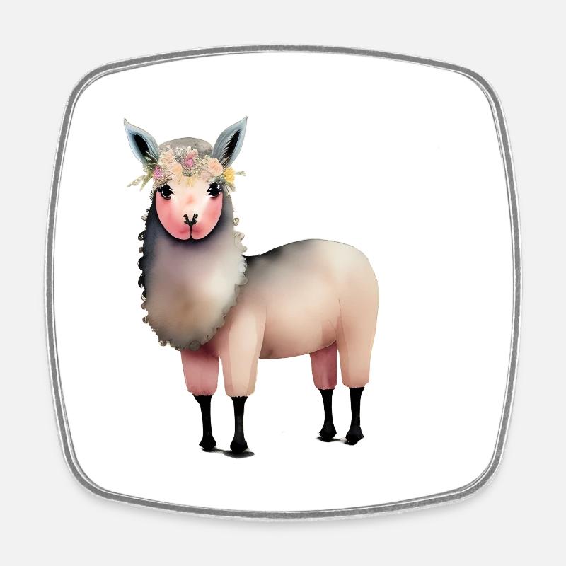 lama mignon - Magnet carré - blanc