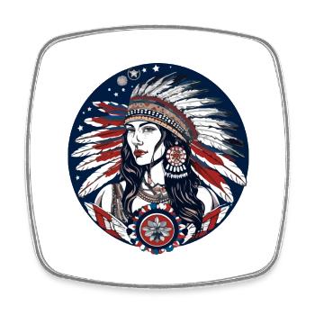Amerikanische Folklore - Viereckiger Kühlschrankmagnet - Weiß - Vorne