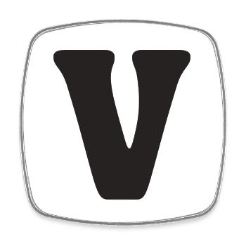 V - Viereckiger Kühlschrankmagnet - Weiß - Vorne