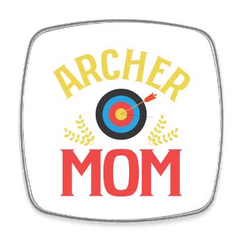 Archer Mom Archery Target Bow & Arrows - Viereckiger Kühlschrankmagnet - Weiß - Vorne