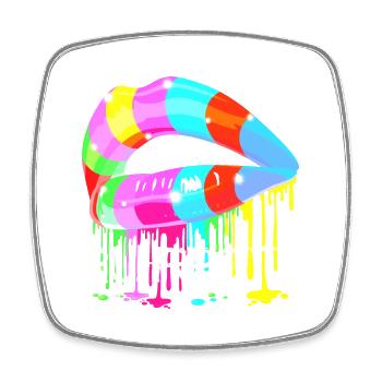 Ruhrpott Rainbow Lips - Viereckiger Kühlschrankmagnet - Weiß - Vorne