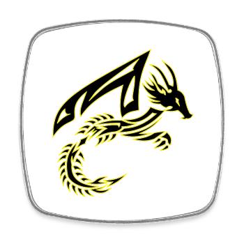 Tribal Black and Yellow Dragon - Square fridge magnet - white - Front