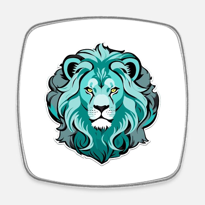 All knowing Lion - Square fridge magnet - white