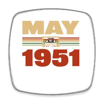 72. Geburtstag Mai Jahrgang 1951 Geschenkidee - Viereckiger Kühlschrankmagnet - Weiß - Vorne