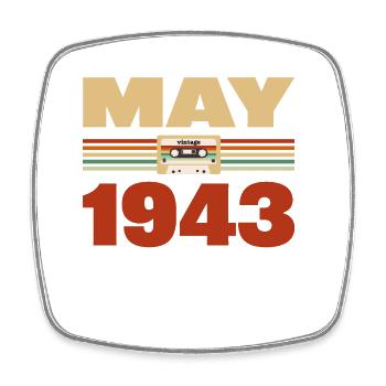 80. Geburtstag Mai Jahrgang 1943 Geschenkidee - Viereckiger Kühlschrankmagnet - Weiß - Vorne