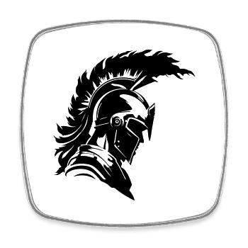 Casque Warrior Sparta Spartan - Magnet carré - blanc - Devant