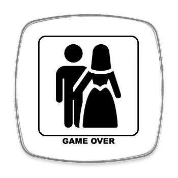 Funny "Game Over" design for him and her - Square fridge magnet - white - Front