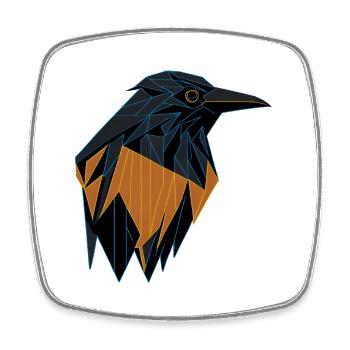 Geometric Raven - Square fridge magnet - white - Front