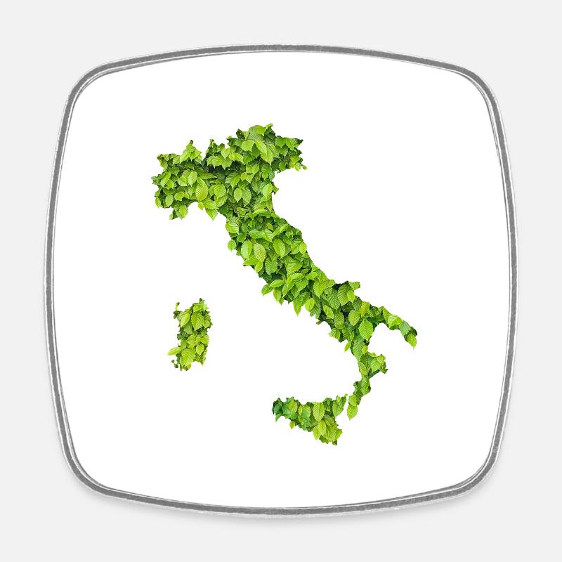 Green Italy Map - Square fridge magnet - white
