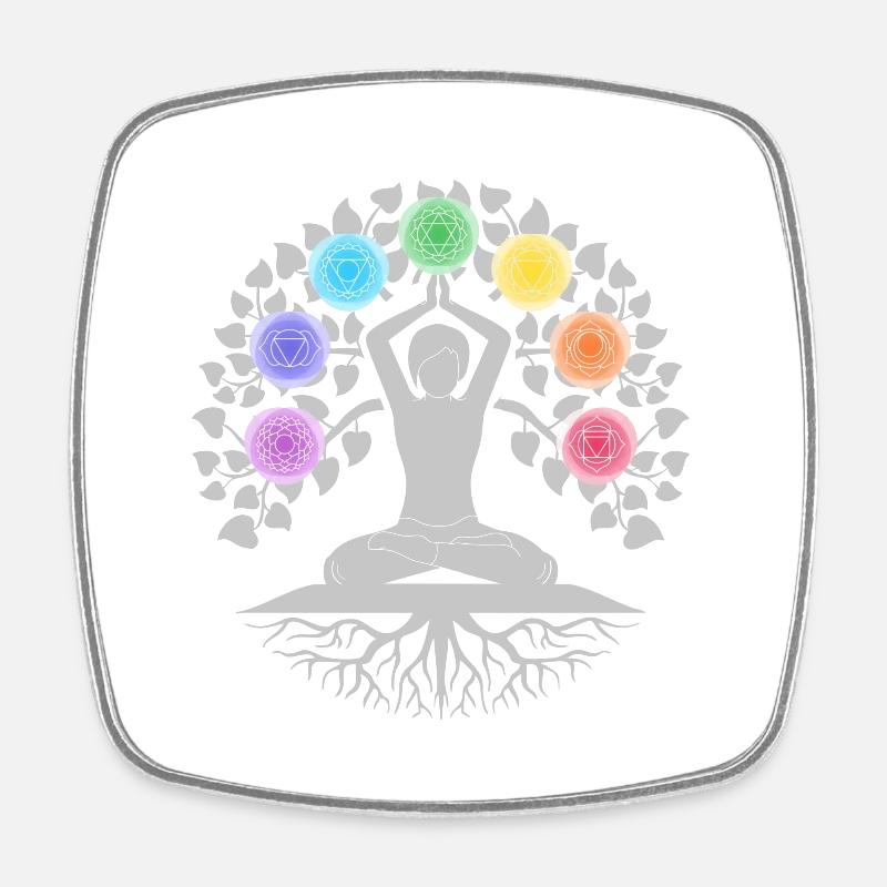 Chakra Lebensbaum - Viereckiger Kühlschrankmagnet - Weiß