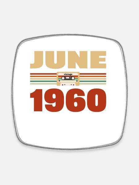 63. Geburtstag Juni Jahrgang 1960 Geschenkidee - Viereckiger Kühlschrankmagnet - Weiß