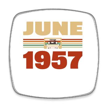 66. Geburtstag Juni Jahrgang 1957 Geschenkidee - Viereckiger Kühlschrankmagnet - Weiß - Vorne