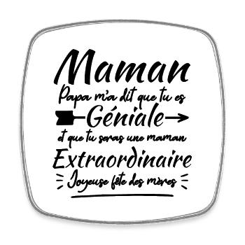 Une maman extraordinaire, Joyeuse fête des mères - Magnet carré - blanc - Devant