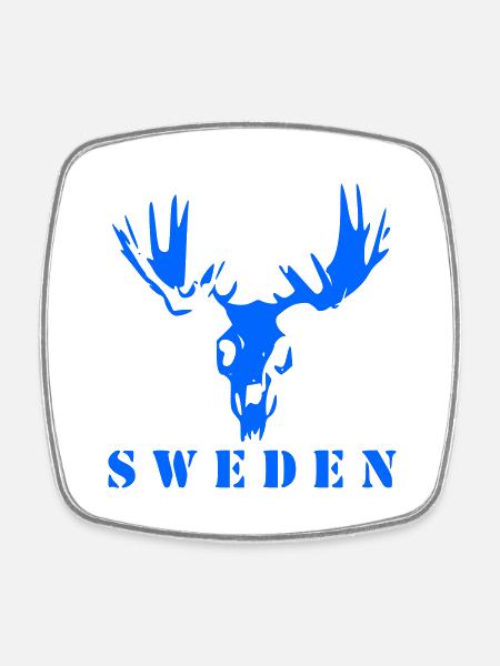 Elchschädel Schweden - Viereckiger Kühlschrankmagnet - Weiß