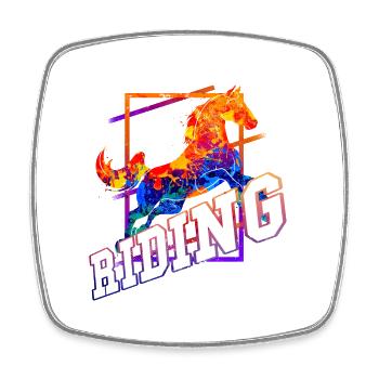 Reiten Reiter Pferd Springen Sport Bunt Vintage - Viereckiger Kühlschrankmagnet - Weiß - Vorne