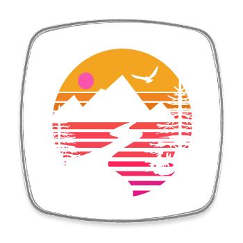 Mountains Outdoor Retro - Square fridge magnet - white - Front